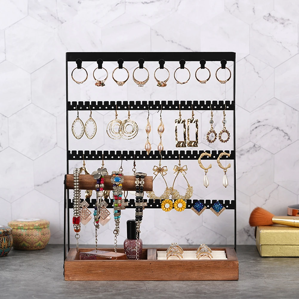 

Sturdy Jewelry Display Rack Earring Holder Organizer Necklace Hanging For Home Desktop Use Lightweight Space-Saving