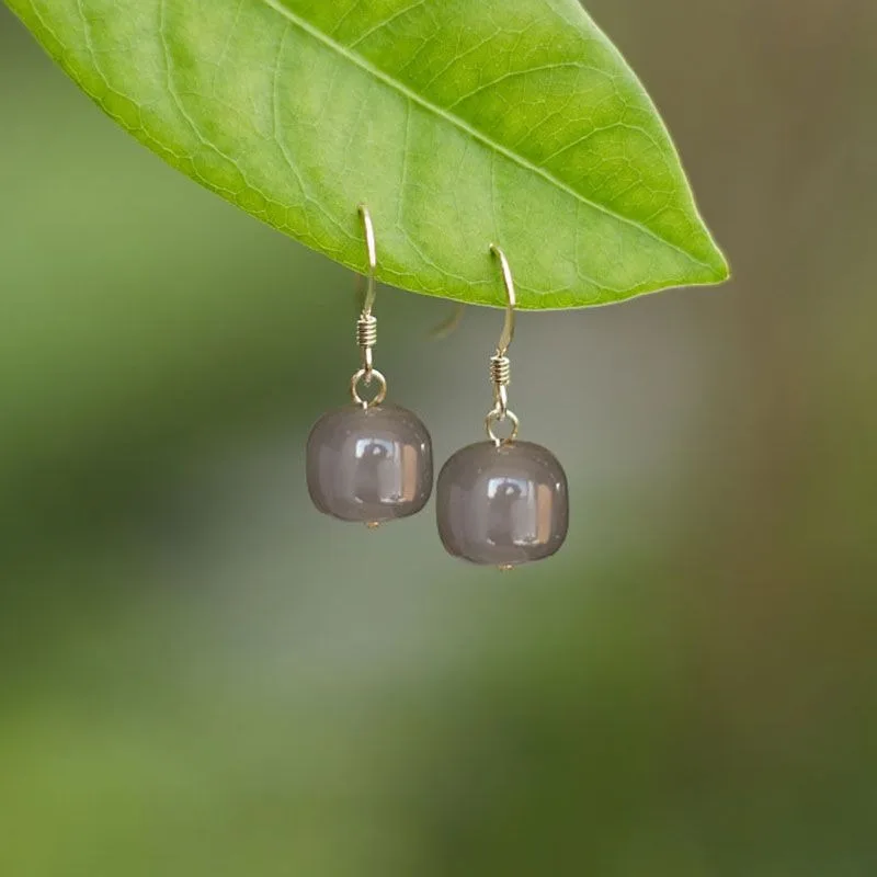 Natural Jade Chalcedony Smoke Purple Ball Earrings for women Fresh Elegant Exquisite Bead Earings Simple Classical Jewelry