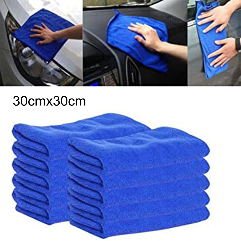 10 Pieces of Ultra-Fine Fiber Square Absorb Water Without Lint Use Car Wash Daily Cleaning Absorbent Towel