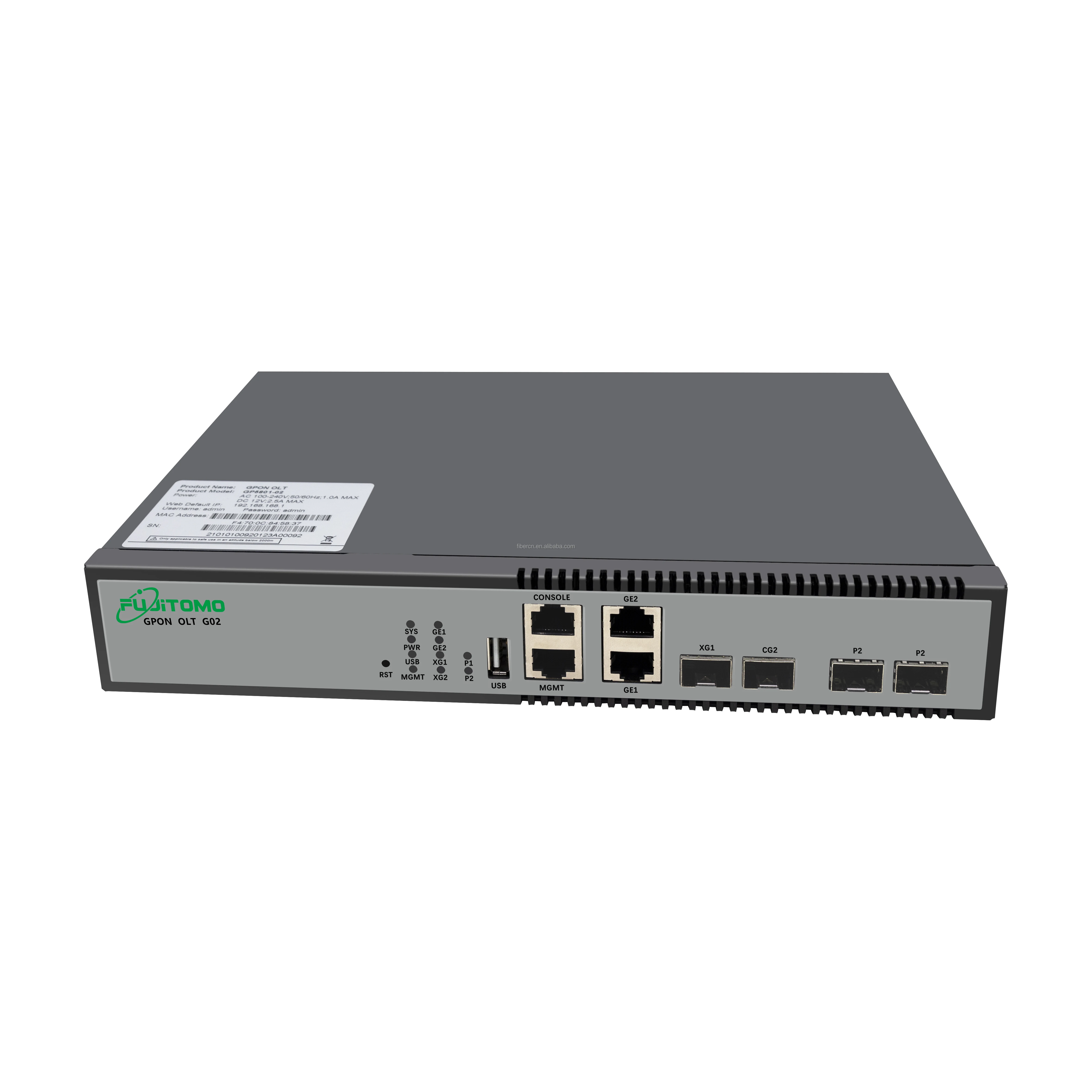 

FUJITOMO G02 2 port Gpon 10G Uplink Layer 3 max ratio 1:128 users gpon olt 2 port gpon OLT Vsol HSGQ mini olt