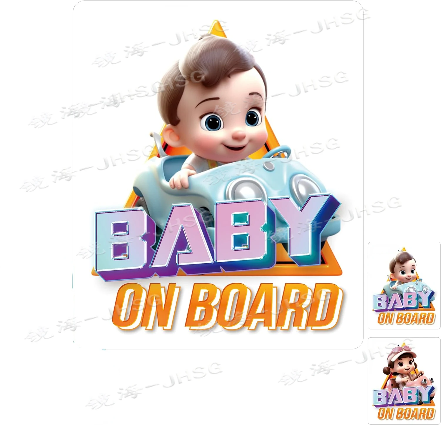 Baby on Board Cartoon Car Sticker, Reflective, Weather Resistant, Waterproof, Durable, Detachable Car Accessories, Baby