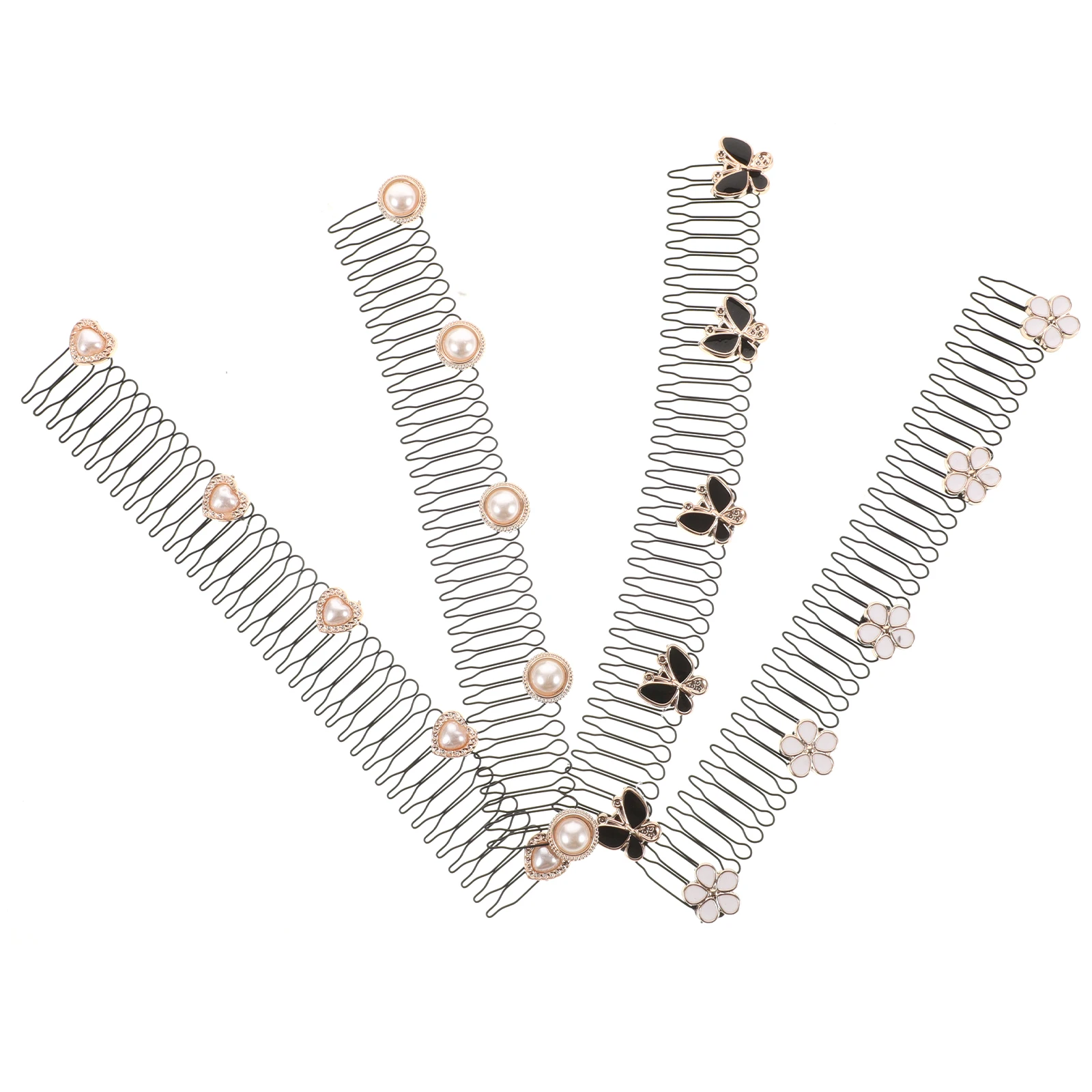 

4 Pcs Shape Clips Invisible Holder Round Headbands Metal Pins Comb For Wavy Hair Styling U Shape Hair Clips Tools