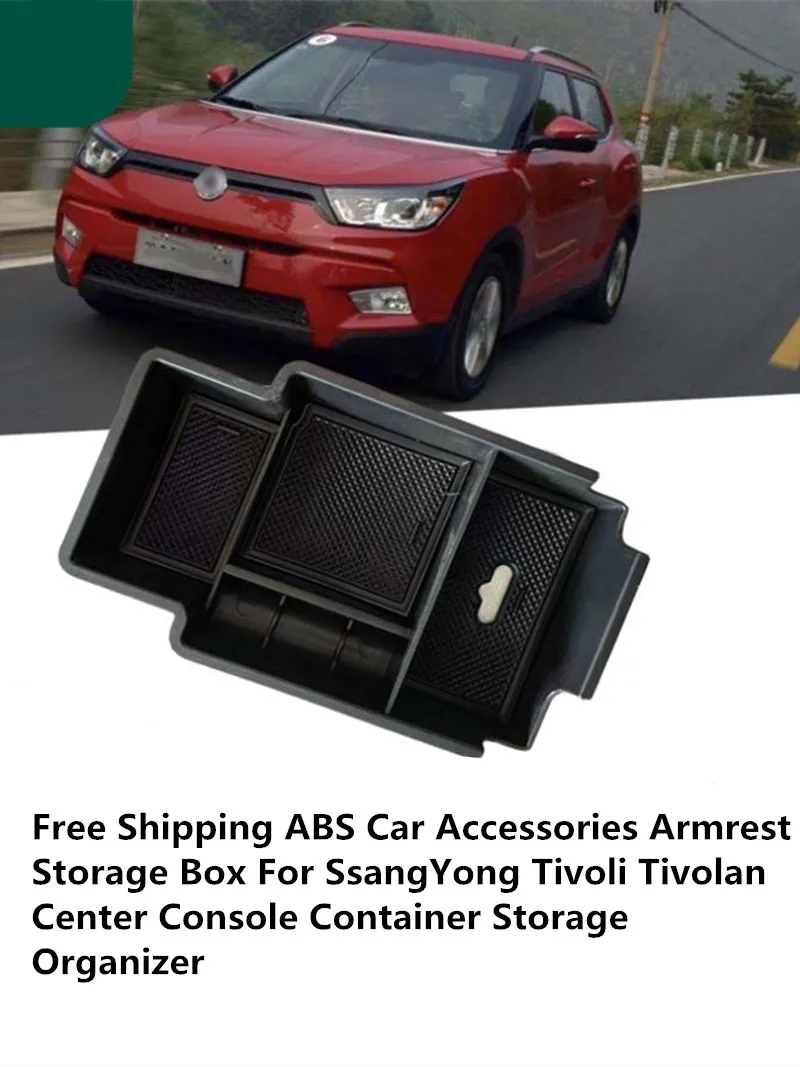 ABS Car Accessories Armrest Storage Box For SsangYong Tivoli Tivolan Center Console Container Storage Organizer