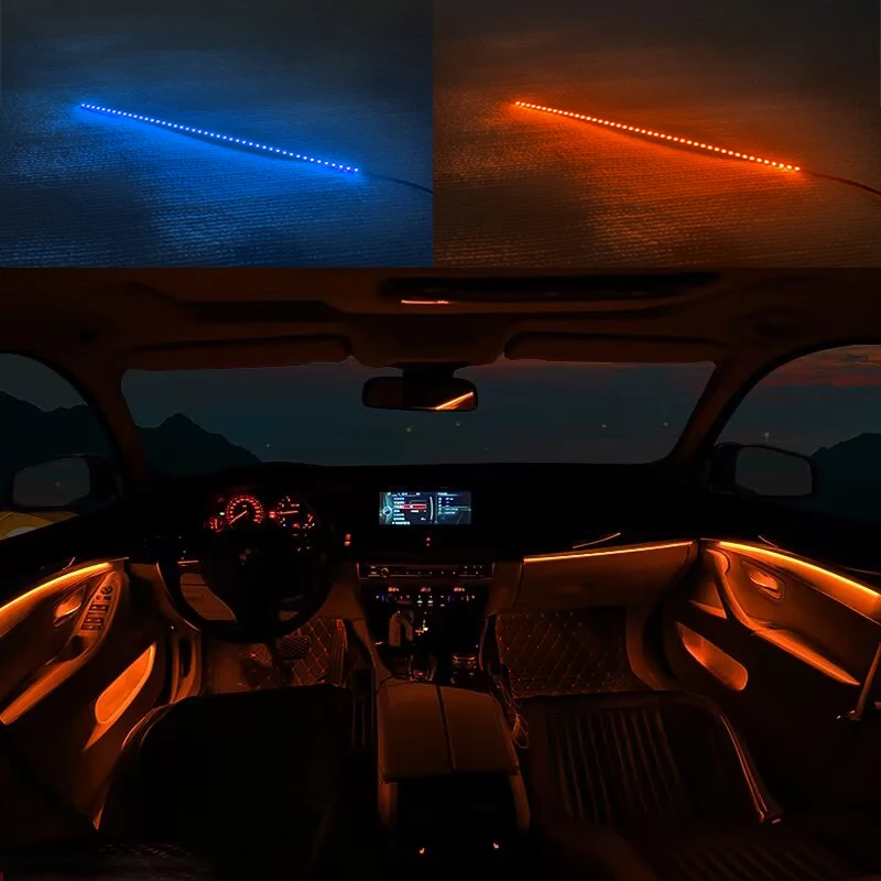 2 Colors Interior LED Stripe Decorative Door Ambient Light Blue and Orange for BMW 5 Series F10 F11 2010-2017