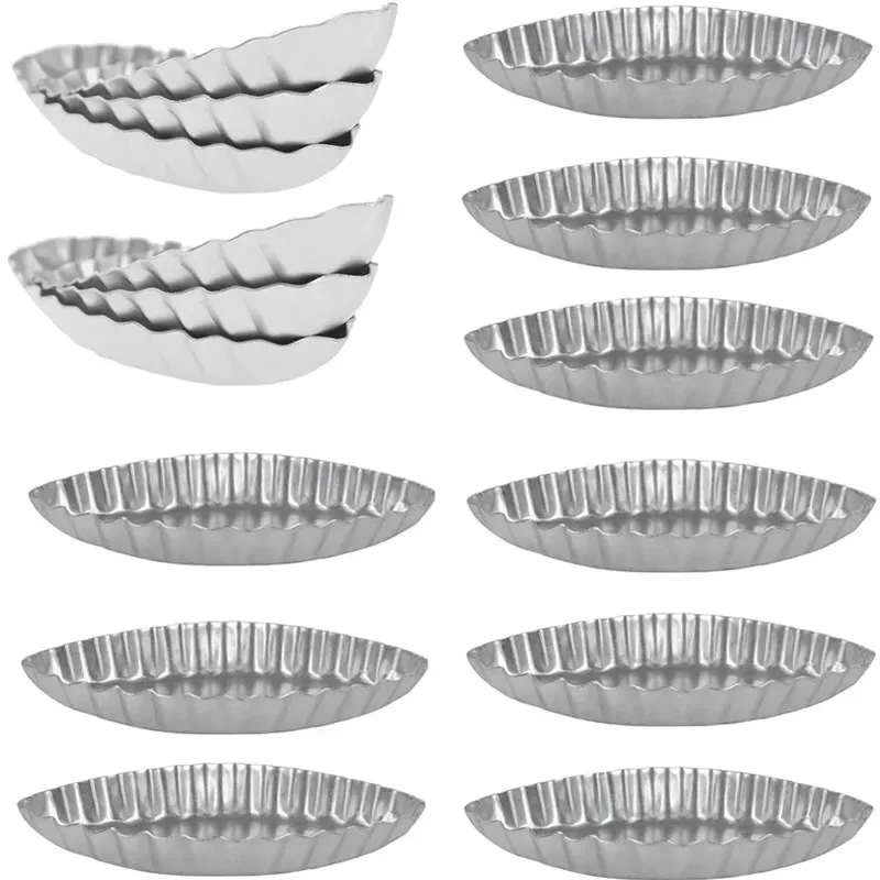 5/10/15pcs Mini Cake Tart Mold Aluminum Boat Shape Mousse Dessert Cupcake Pudding Mould for Kitchen Pastry Baking Accessories