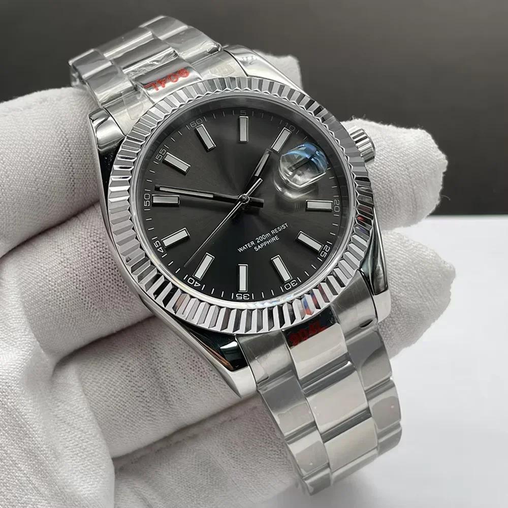 ساعة أوتوماتيكية فاخرة للأعمال الميكانيكية ساعات يد رجالي من الفولاذ المقاوم للصدأ باللون الأسود والأزرق والياقوت Reloj Hombre مخصصة #6