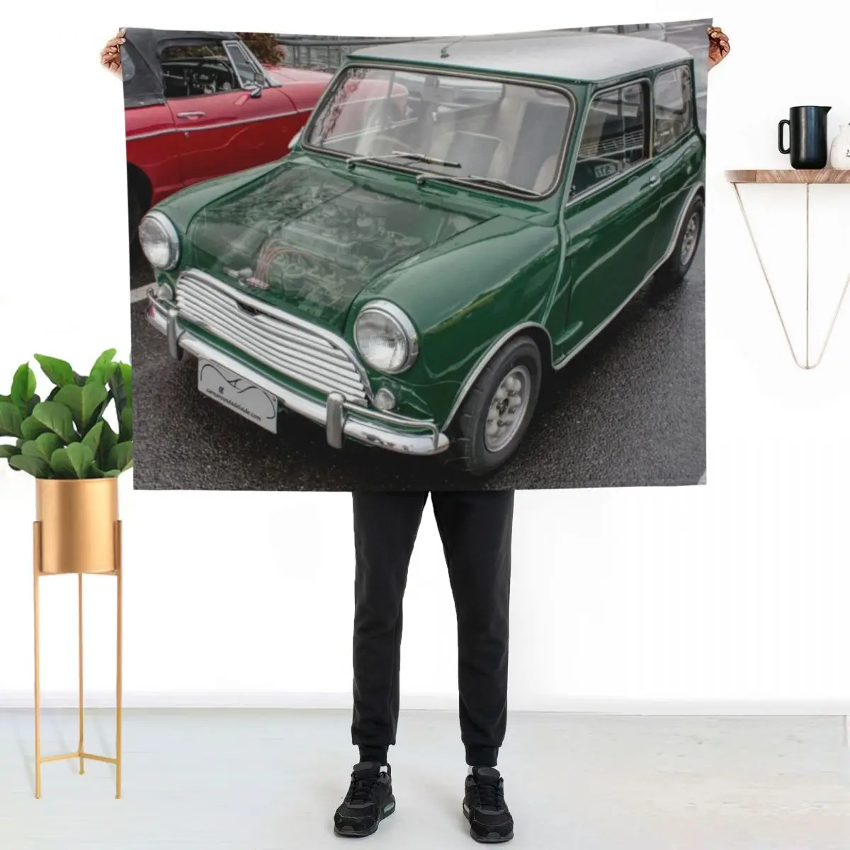 

Coffee n Classics Misted bonnet Morris Mini Cooper Throw Blanket Luxurious Soft Fuzzy Blanket for Sofa Bed