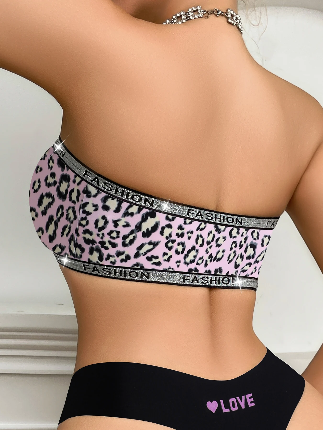 1PC إغلاق الجبهة Wirefree المرأة الأرجواني ليوبارد طباعة الصدرية