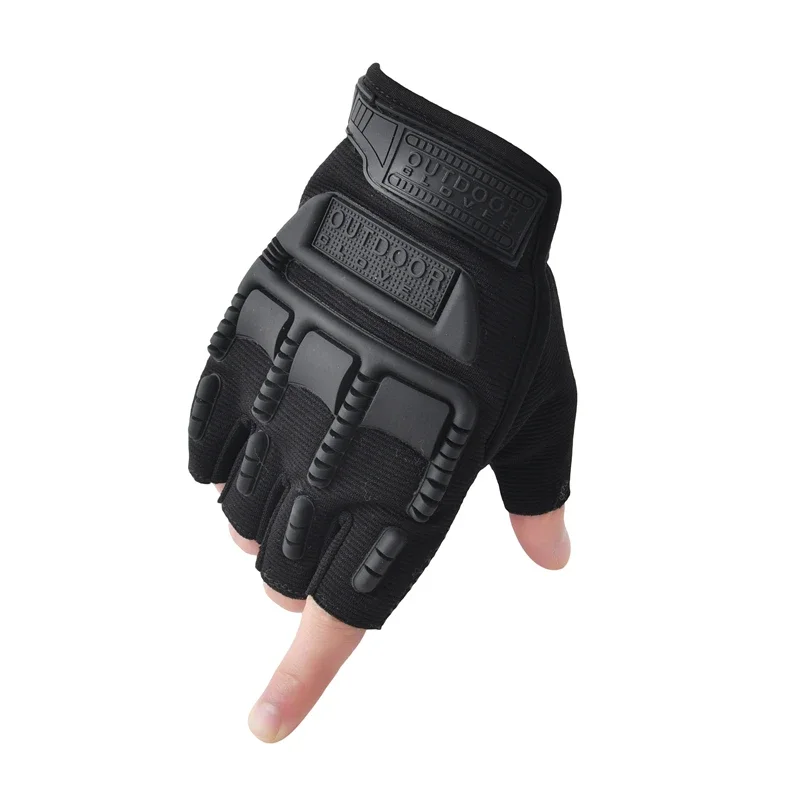 1 paire d'équipement sans doigts dur joint gants tactiques hommes demi doigt Fitness Sport gymnase conduite équitation moto gants