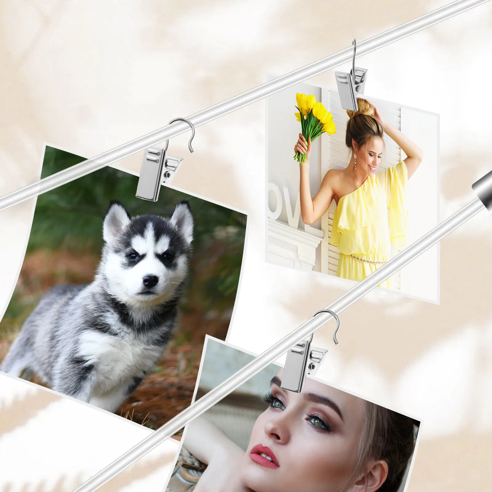 12Pcs Nylon Rope Clear Hanging Cord Heavy Duty Double End Looped String for Picture Hanging Clothesline Wire Decorations