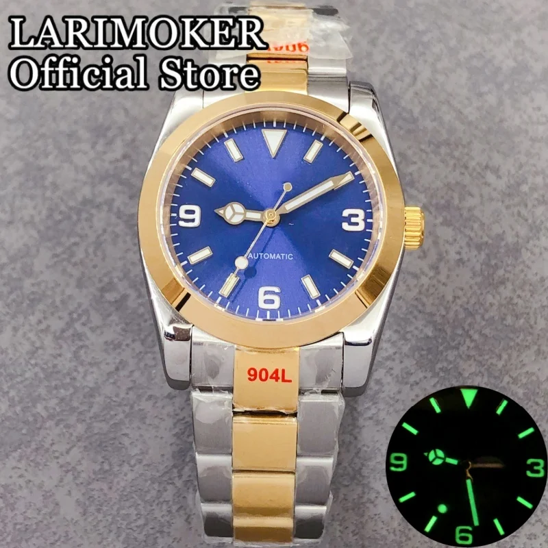 LARIMOKER 36mm/39mm Sapphire Glass Stainless Steel Two Tone Gold Watch Case And Strap Men's NH35 PT5000 Automatic Movement Watch