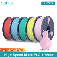 SUNLU 5KG High Speed Matte PLA Filament 1.75mm 1kg Spool (2.2lbs) High Speed Printing Filament Fit Most FDM Printer