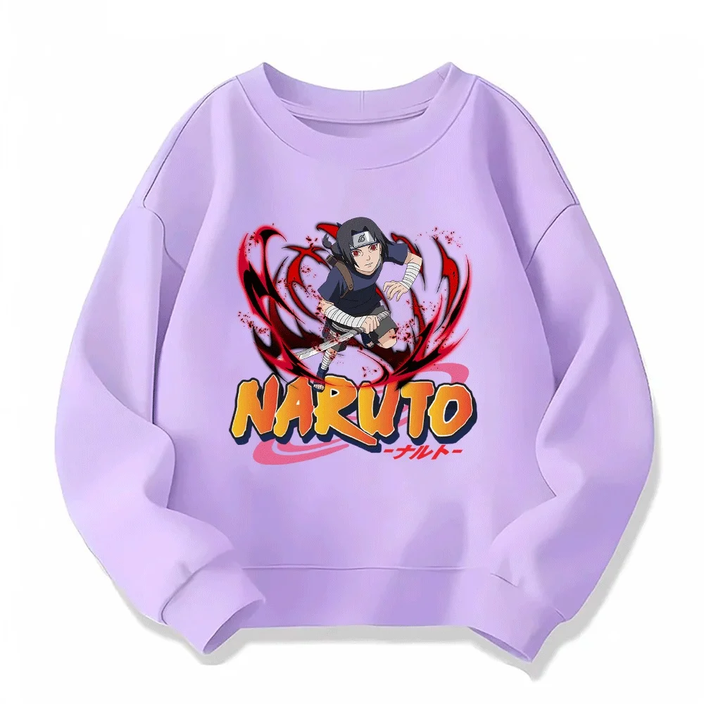 Sudadera con capucha de Naruto para niños, sudadera con estampado de Anime Uchiha Sasuke, jersey informal de manga larga para niños y niñas, moda de dibujos animados