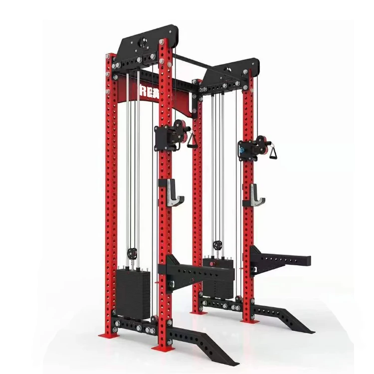 GYM Fitness Equipment Multiple Cable Pulley System Squat Power Cage Rack Functional Trainer Smith With Weight Stack