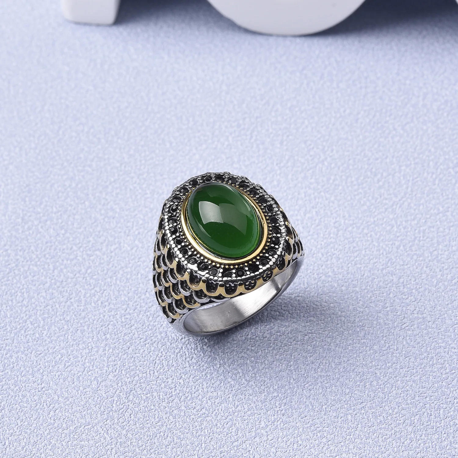 Wide Range of High Quality Gemstone Style Stainless Steel Men's Onyx Rings Jewelry Professional Factory Made