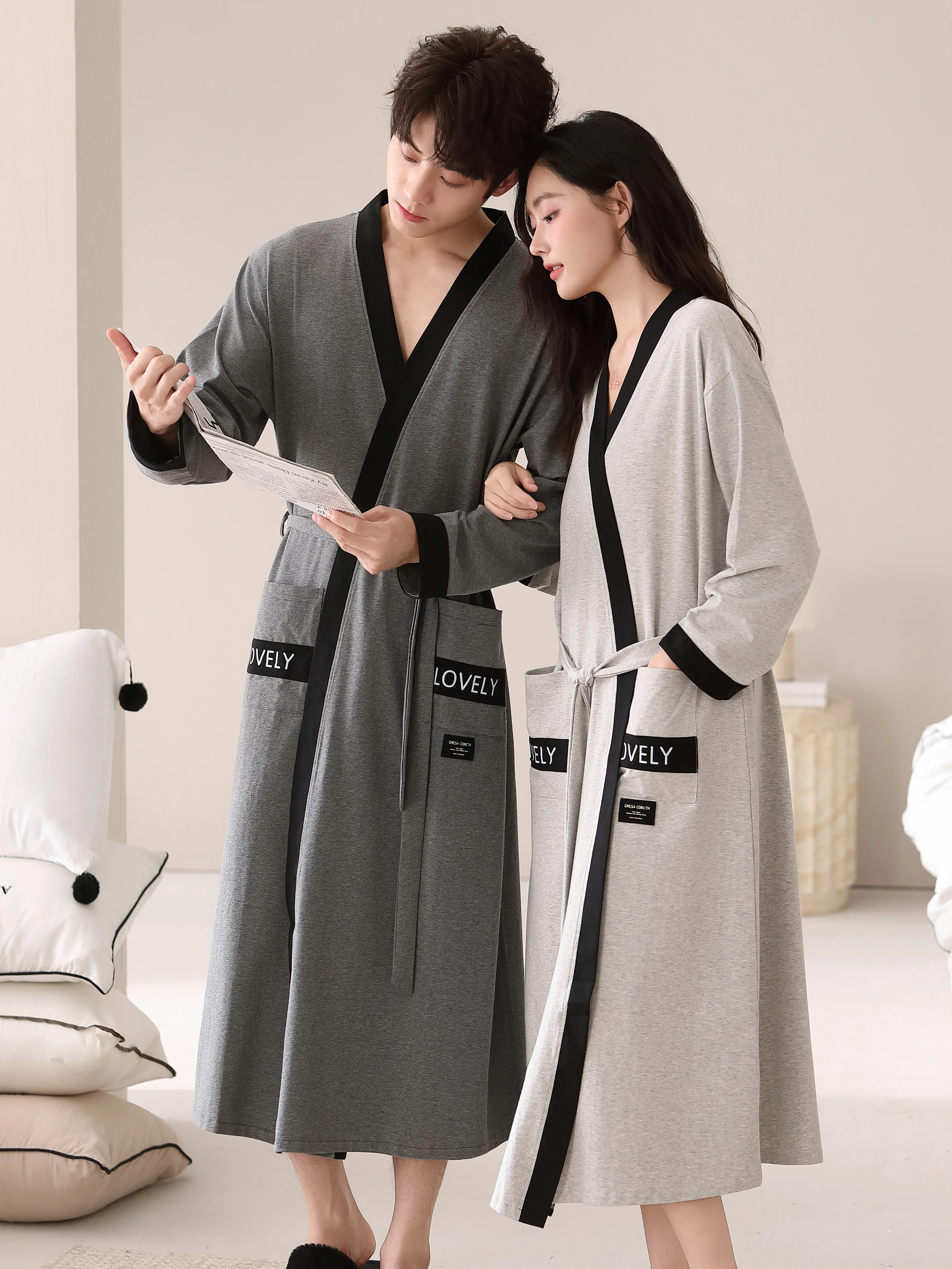 pyjama-en-coton-a-manches-longues-robe-longue-assortie-pour-couple-vetements-de-nuit-grande-taille-pour-homme-peignoir-d'hiver-pour-femme-vetements-de-maison