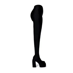 2024 New Pants Jumpsuit Boots Elastic Cloth Boots Racing Party Super Cool Square Head Waterproof Platform Thick Heel Boots 35-46