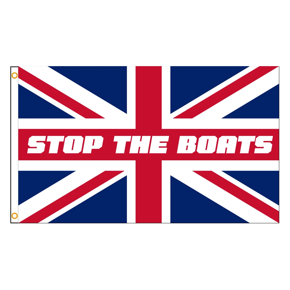 3x5 Ft STOP THE BOATS Flag Vivid Color and Fade proof a Flag of the United Kingdom Flags Polyester with Brass Grommets 3 X 5 Ft