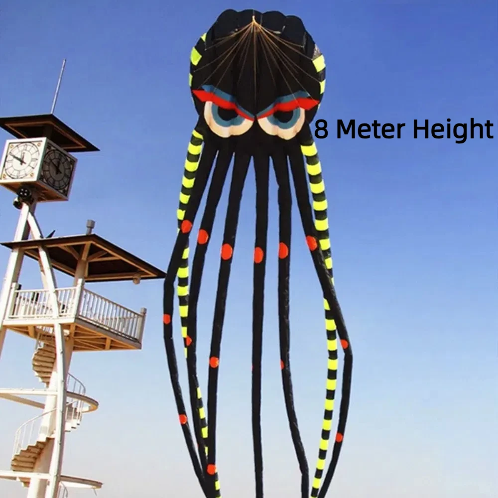 Gemakkelijk te vliegen Magische Octopusvlieger met lange staart 8 meter 3D Zachte vlieger 300 meter vliegerkoord Goed vliegend buiten vliegend speelgoed