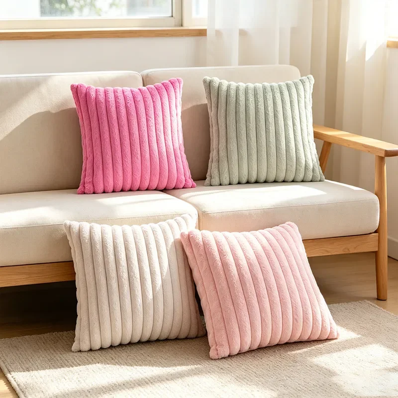 Amazon popular pull throw pillow simple small fragrant plush pillow living room sofa bedside cushion cover wholesale