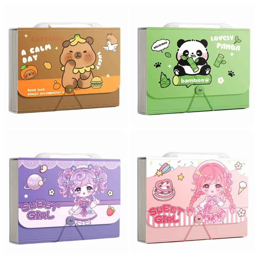 

New Capybara A4 File Folder 13 Pockets Large Capacity File Organizer Handheld Waterproof Document Bag