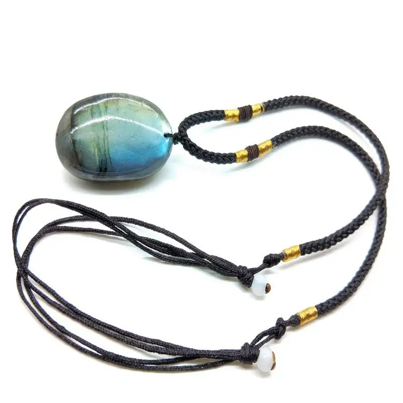 Natural Irregular Labradorite Pendant Necklaces Random Energy Stone Women Menwire Wrapped Pendant Lucky Necklace Moonstone