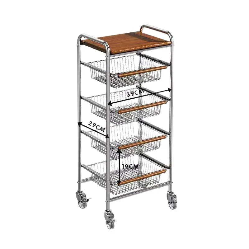 

Medieval style snack rack multi-functional crevice trolley multi-layer fruit and vegetable kitchen vegetable basket can be moved