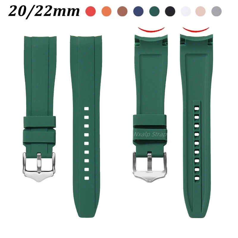 Силиконовый ремешок с изогнутым концом для мужских спортивных часов Seiko for Citize, ремешок для Omega for Moonswatch, браслет Rolex, 20 мм, 22 мм
