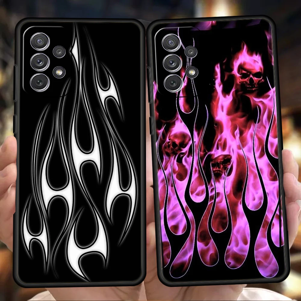 Face Flame Man Phone Case for Samsung Galaxy A55 A35 A15 A14 A25 A54 A51 A71 A72 A73 A32 A52 A52S A41 5G Silicone Shell Capa Bag