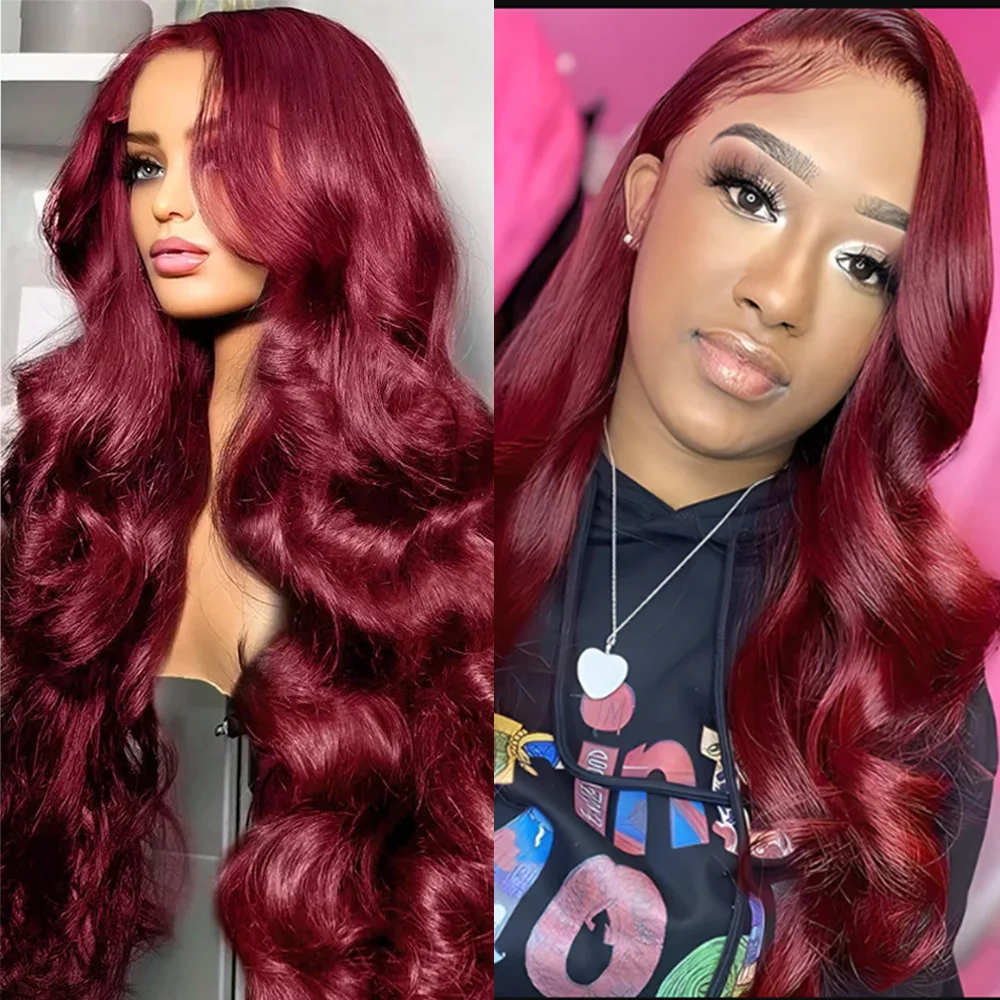 

99J Burgundy Body Wave13x6 HD Lace Front Wig Human Hair Wigs Red Colored Lace Front Human Hair 13x4 Lace Frontal Wigs for Women