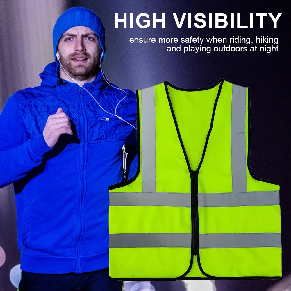 1/2pcs Multi-pocket High Visibility Jacket Security Reflective Vest 2-Strip Reflective Traffic Vest Railway Miners Driver Worker