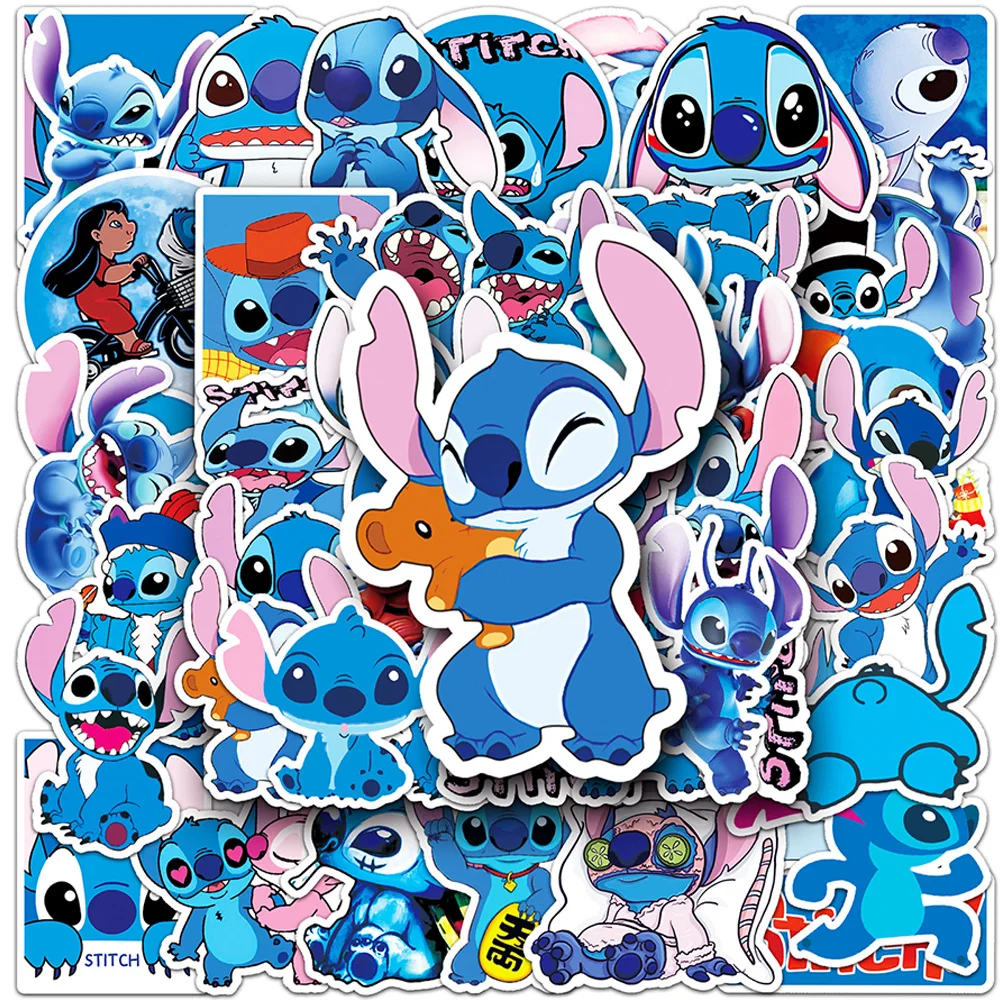 Disney Cartoon Lilo & Stitch Adesivos para Crianças, Impermeável Kawaii Anime Decalques, Brinquedos DIY, Papelaria Laptop, Telefone, Bonito, 10 Pcs,