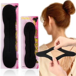 Sponge Black Hair Styling Donut Bun Curler Maker Ring Magic Foam Donut Twist Tool Hair Clip Hair Curler Size 16cm&23cm