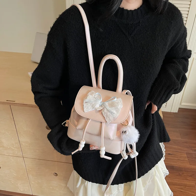 

​​2025 Womens Mini Bow Backpack Summer Chic Convertible Handheld Rucksack Stylish Small Daypack for Casual Travel
