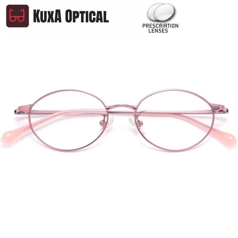 

KUXA овальные очки из чистого титана, женские линзы по рецепту, прогрессивные очки для чтения при близорукости, антибликовые