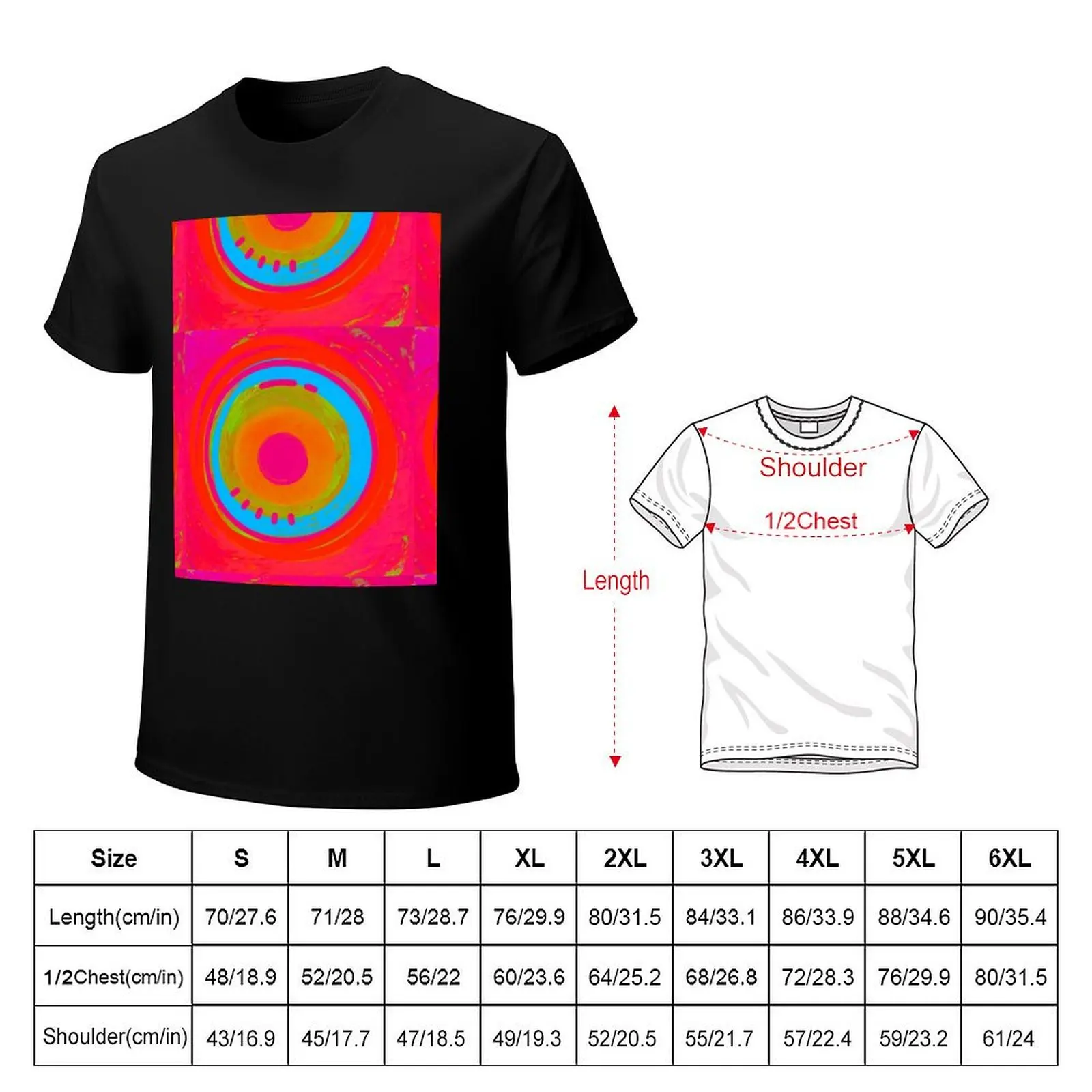 FIESTA ABSTRACT IN ORANGE, FUCHSIA, RED AND TURQUOISE T-Shirt Big and Tall Loose Fit T-Shirt