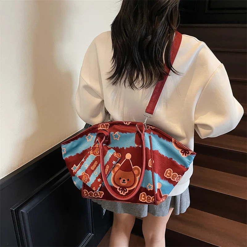 

Женская сумка-мешок 2025 года — с мультяшным принтом, повседневная модная минималистичная, универсальная, на одно плечо/через плечо