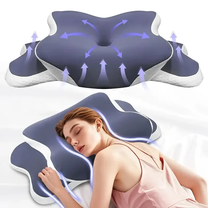 Memory Foam Cervical Pillow for Neck Pain Relief Ergonomic Orthopedic Neck Support Side Back Stomach Sleepers Ideal