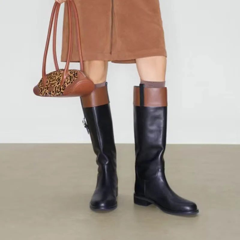 

Женские сапоги до колена с круглым носком, без шнуровки, на квадратном каблуке, разноцветные туфли на низком каблуке, женские осенние сапоги до середины икры в рыцарском стиле