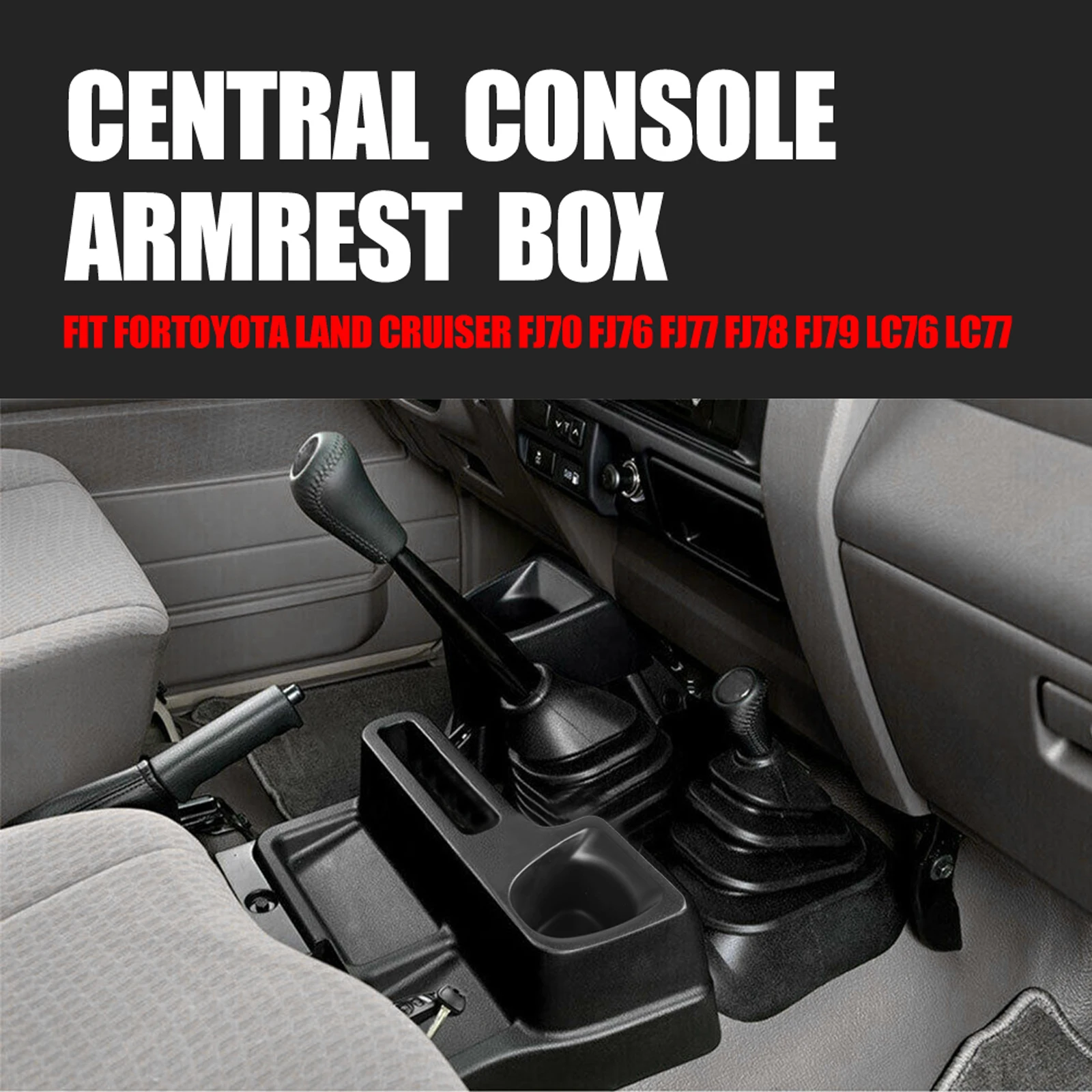 ABS Armrest Storage Box Car Accessories Center Console Box Tray Cup Holder For Toyota Land Cruiser LC70 LC71 LC76 LC77 LC79