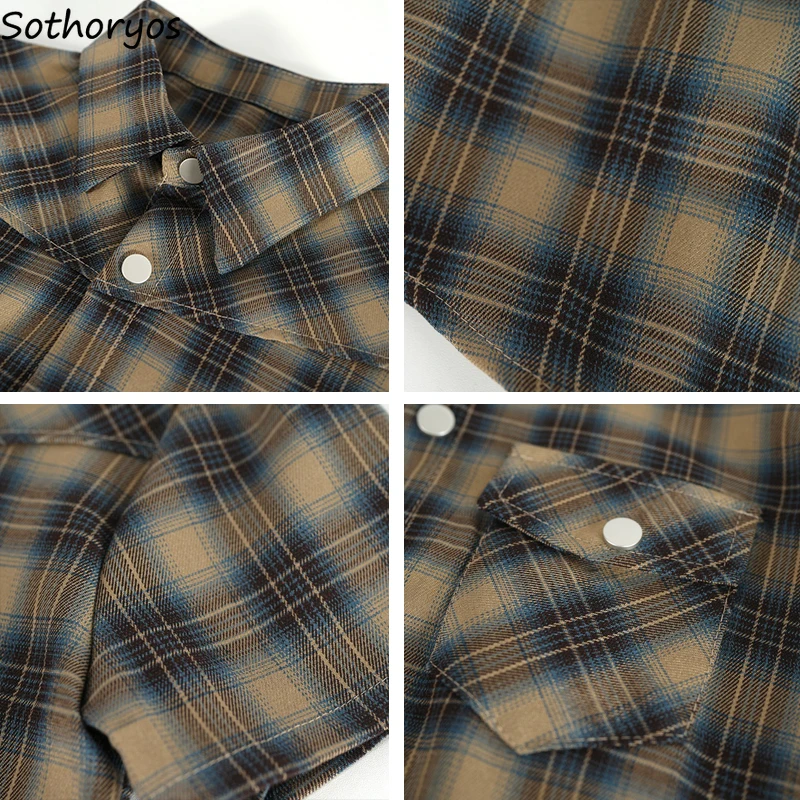 Sommer Plaid Shirts Frauen Schlank Vintage Sexy Y2k Tops Mädchen Zarte Klassische Harajuku Casual Taschen Studenten Hotsweet Outdoor Chic