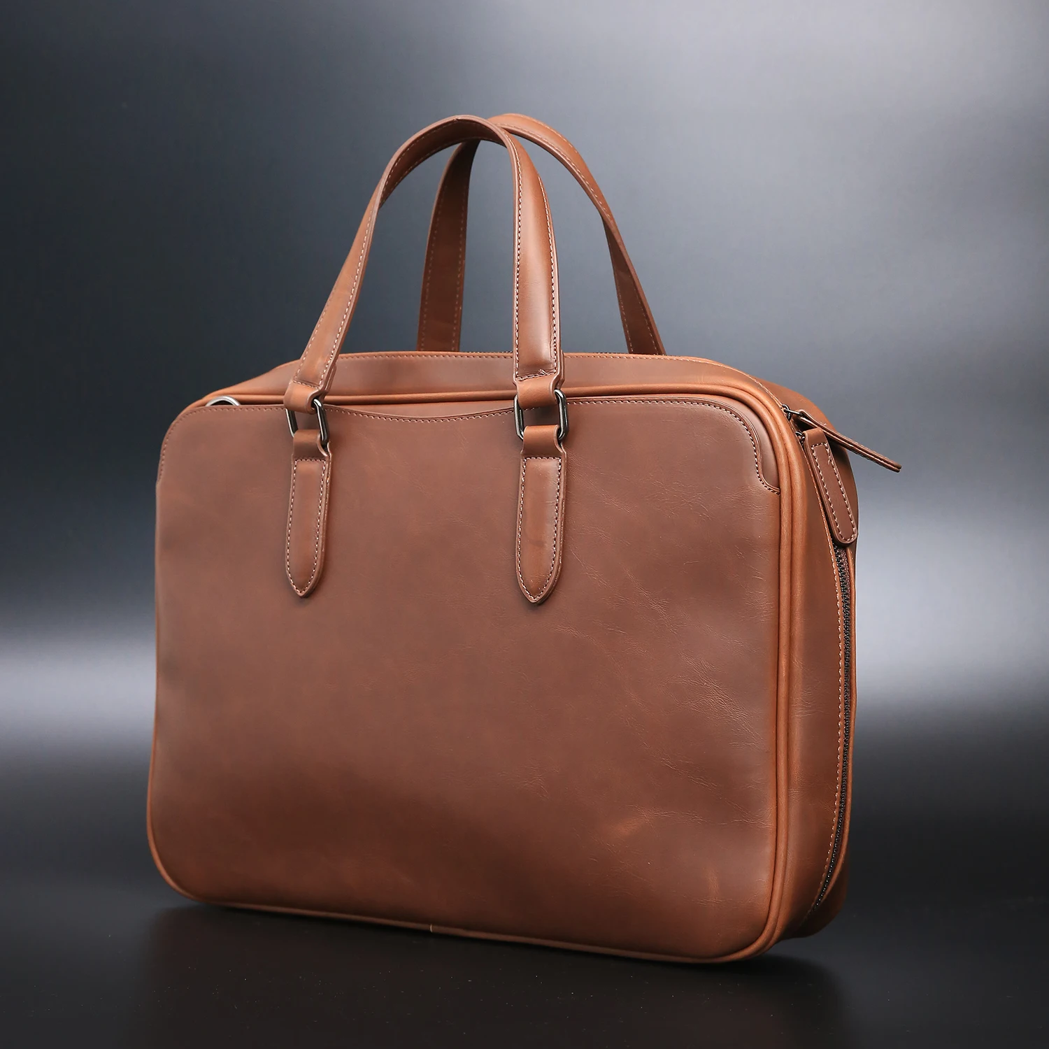 Brown Vintage Briefcase Business Documents 13-14 Inch Laptop Bag Can Be A Single Shoulder Messenger Bag