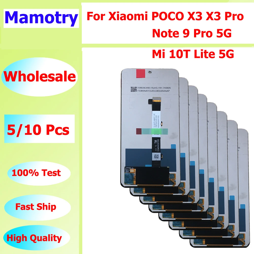

Wholesale 5/10 pieces / Lot For Xiaomi POCO X3 / X3 Pro Screen Lcd Display For Redmi Note 9 Pro 5G Touch Assembly Mi 10T Lite 5G