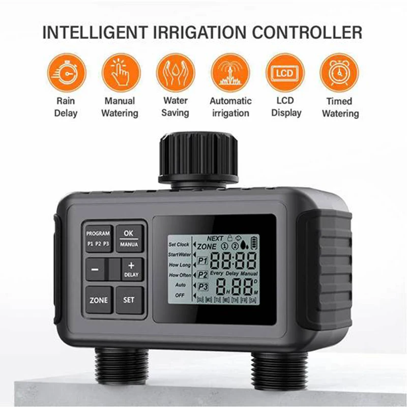 

Digital Automatic Irrigation Watering Timer System Separate Timing Programs Sprinkler for Lawn Gardening Pool