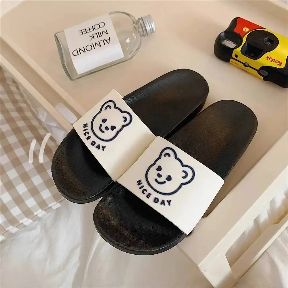 Women's Home Slippers Cartoon Slide Sandals  Summer Anti-Slip  Student Fashion, Cute One-Strap Indoor & Outdoor Slippers