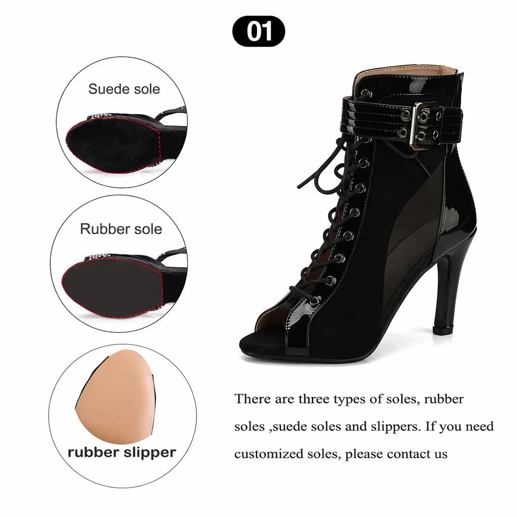 Black Women Dance Boots High Heels Sexy Stilettos Woman Latin Dance Shoes For Ladies Party Dance Shoes Ankle Boots