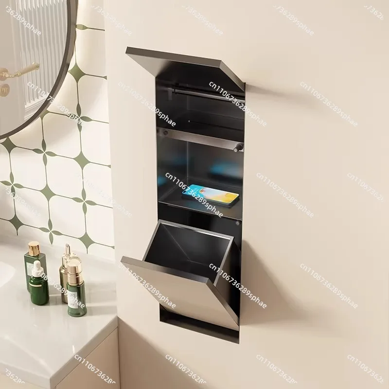 304 stainless steel niche toilet hidden trash can embedded tissue box concealed toilet niche