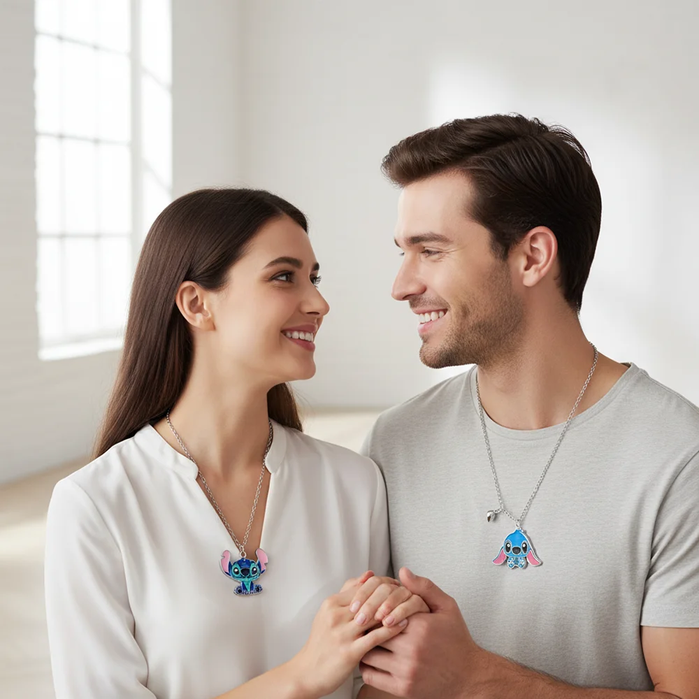 2 قطعة ليلو وستيتش Kawaii غرزة القلب المغناطيس قلادة قلادة مجموعة للرجال لطيف هدية عيد الميلاد أفكار التبعي #4