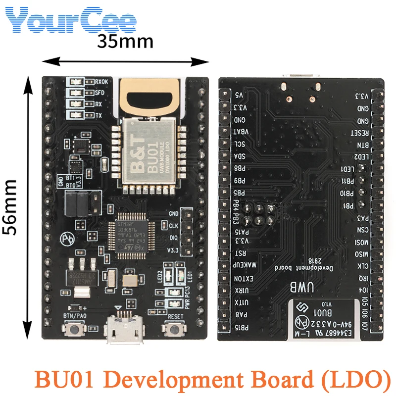 BU01 UWB Indoor Positioning Module Position DW1000 NodeMCU-BU01 Development Board Wideband Ranging 3.3V 5V Onboard PCB Antenna