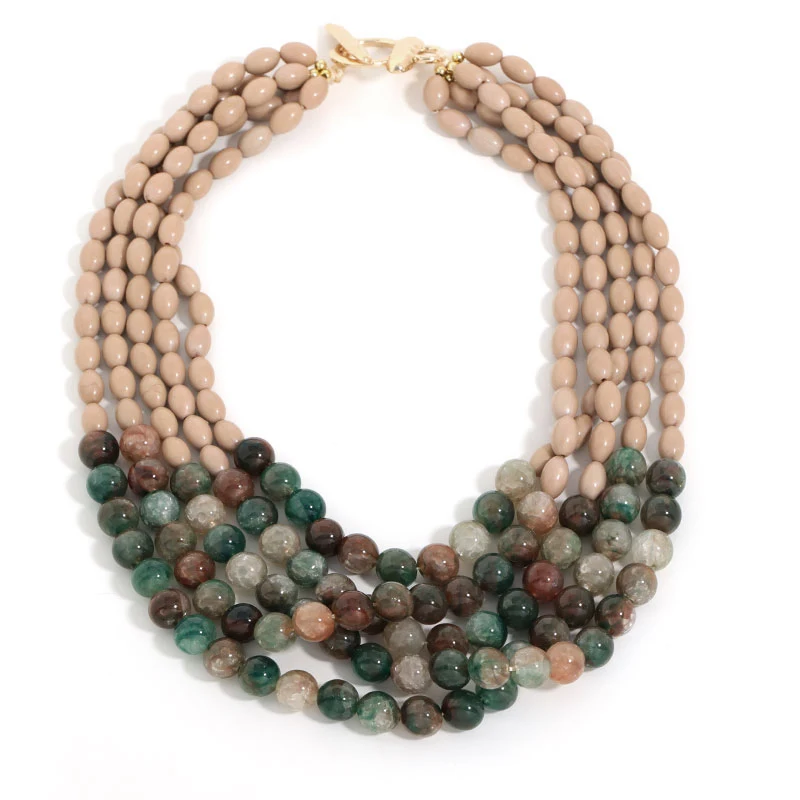 Mehrschichtige Perlenkette mit Statement-Boho-Farbverlauf, handgefertigt für Damen, Hochzeit, Party, Schmuck – Detail 4